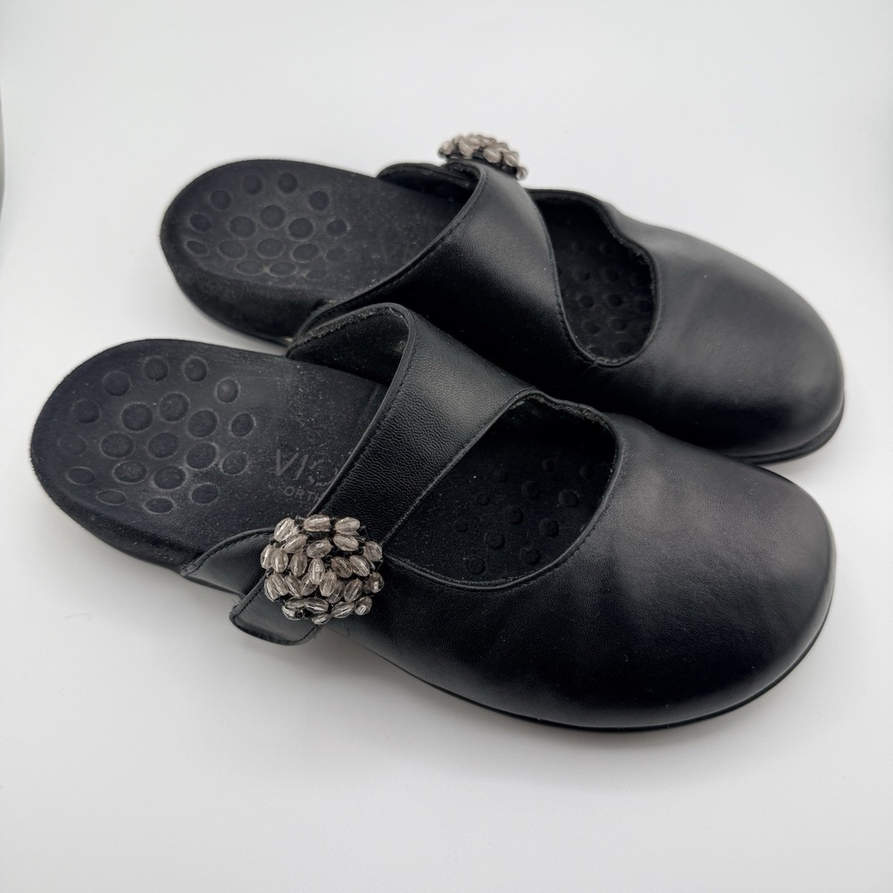 Vionic Orthaheel Black Rest Joan Size 6 Slip On Comfort Shoes Mary Jane Leather - Picture 2 of 10
